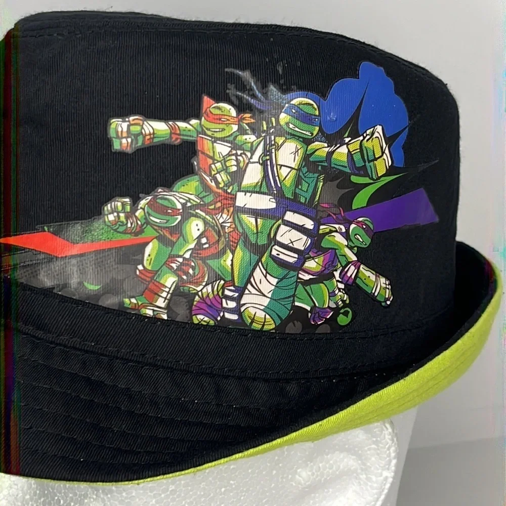 Teenage Mutant Ninja Turtles Print Nickelodeon Fedora Hat Black‎ Chartreuse OSFM
